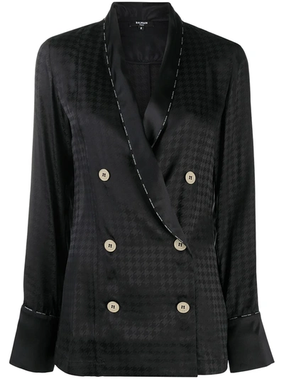 Shop Balmain Geometric Pattern Pajama Top In Black