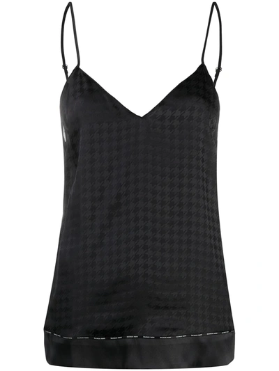Shop Balmain Geometric Pattern Silk Camisole In Black
