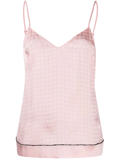 Shop Balmain Geometric Pattern Silk Camisole In Pink