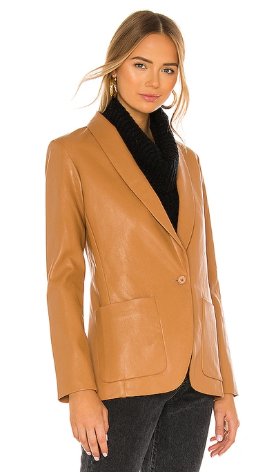 Shop Amanda Uprichard X Revolve Leather Shawl Blazer In Camel