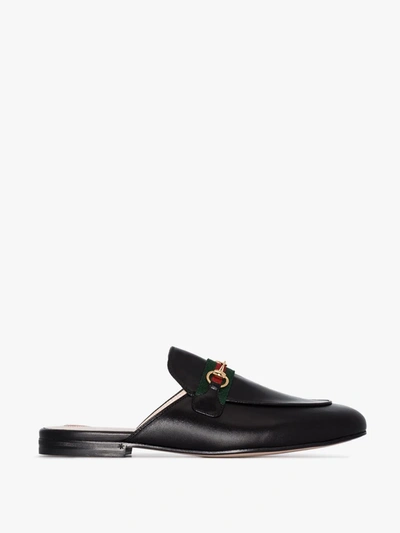 Shop Gucci Black Princetown Leather Mules