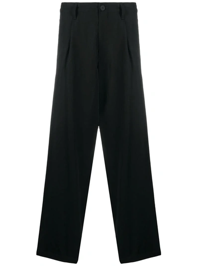 Shop Yohji Yamamoto Wide-leg Wool Trousers In Black