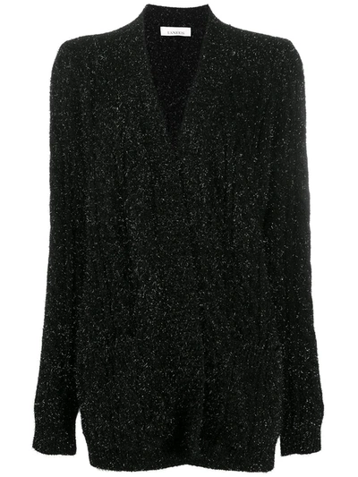 Shop Laneus Metallic Knitted Cardigan In Black