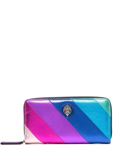 Shop Kurt Geiger Diagonal-stripe Panelled Purse In Purple