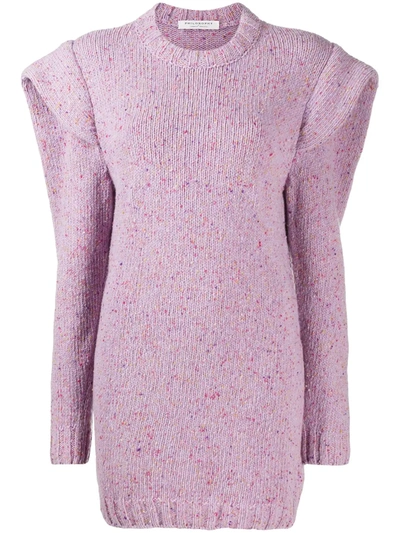 Shop Philosophy Di Lorenzo Serafini Structured Shoulder Knitted Dress In Pink