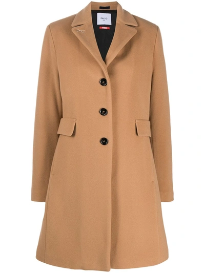 Shop Paltò Single-breasted Tailored Coat In Brown