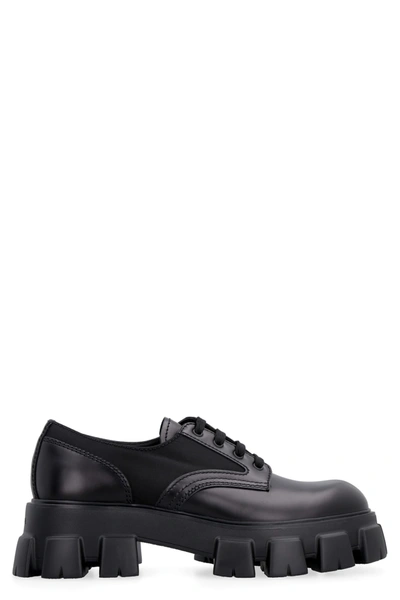 Shop Prada Monolith Lace-up Shoes In Black