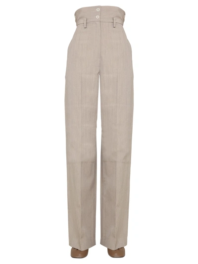 Shop Lemaire High-waisted Trousers In Beige