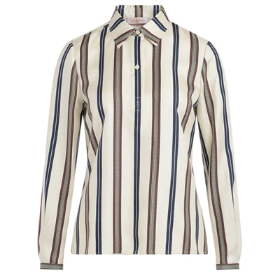 Shop Tory Burch Shirt Made Of Silk Twill With Striped Pattern In Fantasia