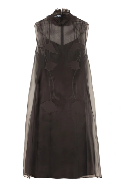 Shop Prada Silk Organza Dress In Black