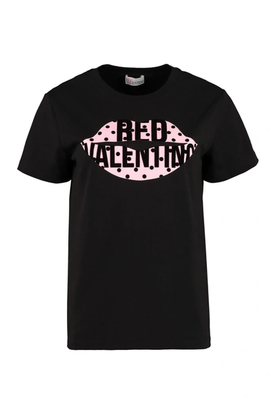 Shop Red Valentino Logo Print T-shirt In Black