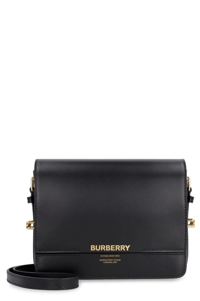 Shop Burberry Grace Leather Crossbody Bag In Black