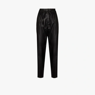 Shop Isabel Marant Paper Bag Waist Faux Leather Trousers In Black