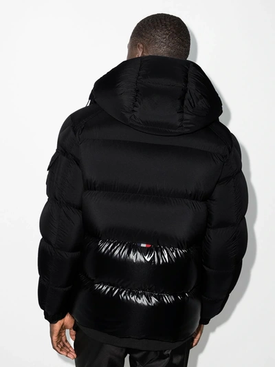 Shop Moncler Black Logo Print Quilted Jacket