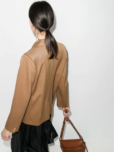 Shop Mm6 Maison Margiela Double-breasted Boxy-fit Blazer In Neutrals