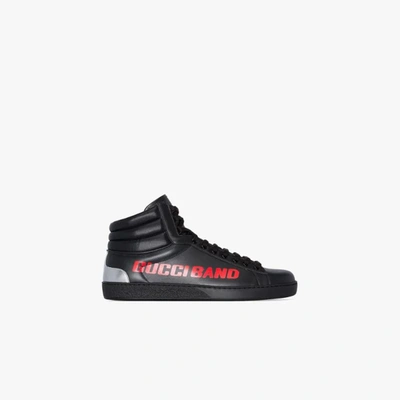 Shop Gucci Black Ace High Top Leather Sneakers