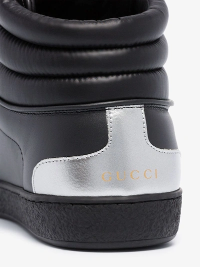 Shop Gucci Black Ace High Top Leather Sneakers