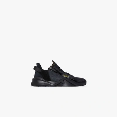 Shop Fendi Black Flow Low Top Sneakers