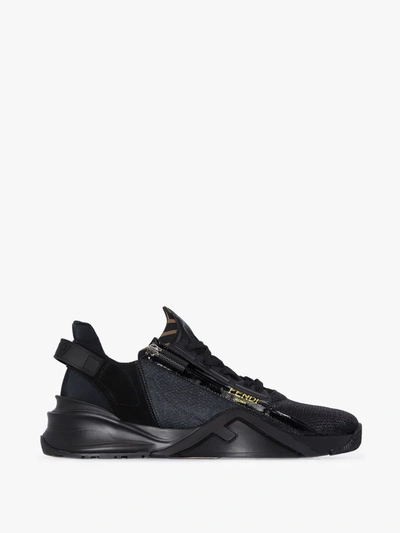 Shop Fendi Black Flow Low Top Sneakers