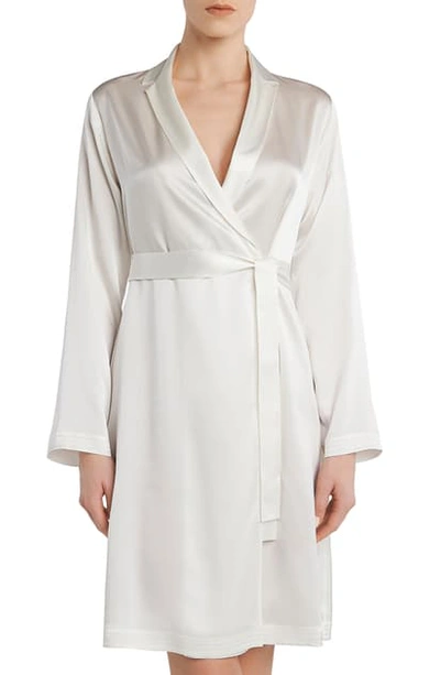 Shop La Perla Short Silk Robe In Denim