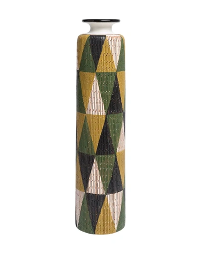 Shop Bitossi Ceramiche Triangle Pattern Vase In Yellow