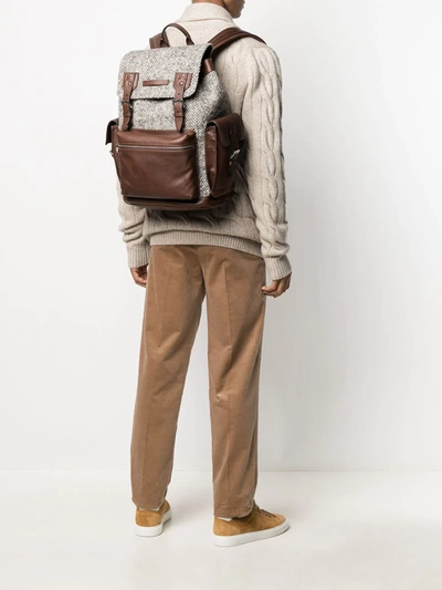 BRUNELLO CUCINELLI HERRINGBONE PANELLED BACKPACK 