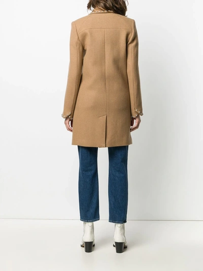 Shop Zadig & Voltaire Marco Studs Wool-blend Coat In Neutrals