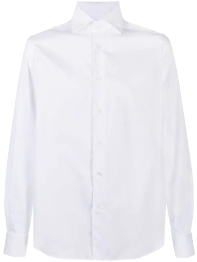 Corneliani Long-sleeve Stretch-cotton Shirt In White