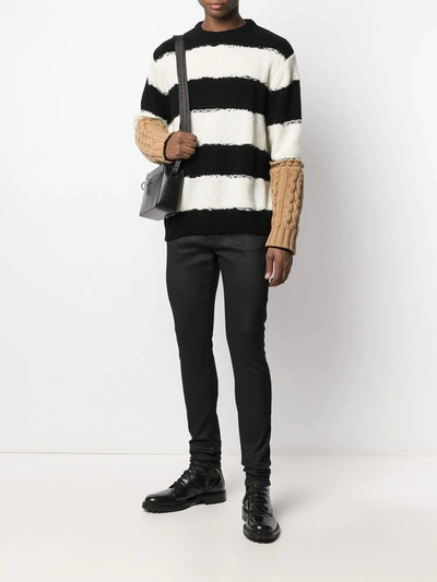 Shop Corelate Contrast-cuff Striped Jumper In Black