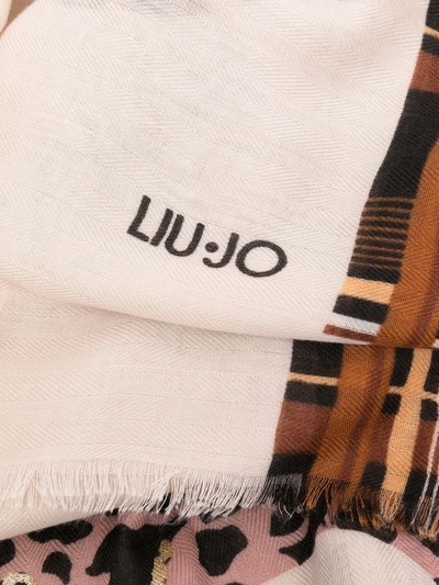 Shop Liu •jo Multi-panel Print Scarf In Neutrals