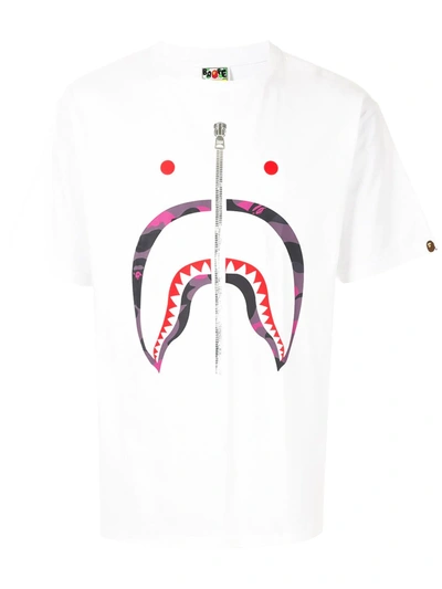 Shop A Bathing Ape Camo Shark Short Sleeved T-shirt In White