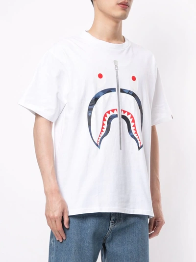 Shop A Bathing Ape Camo Shark Short Sleeved T-shirt In White