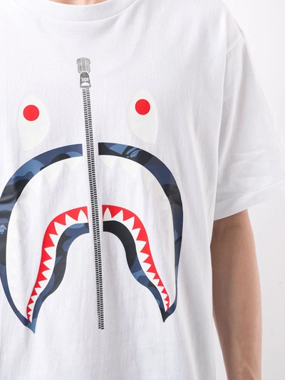 Shop A Bathing Ape Camo Shark Short Sleeved T-shirt In White