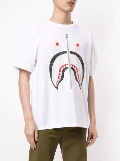 Shop A Bathing Ape Camo Shark Short Sleeved T-shirt In White
