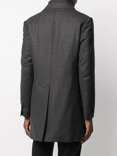 Shop Corneliani Micro-check Single-breasted Coat In Grey