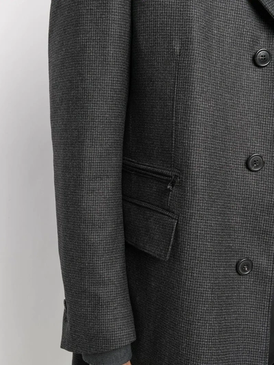 Shop Corneliani Micro-check Single-breasted Coat In Grey