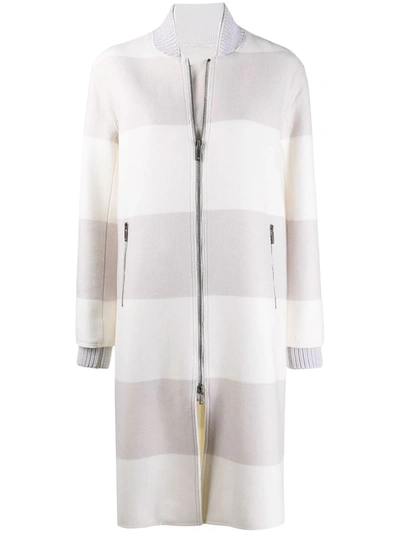 Shop Lorena Antoniazzi Caban Striped Coat In Neutrals