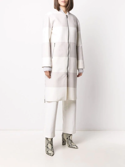 Shop Lorena Antoniazzi Caban Striped Coat In Neutrals