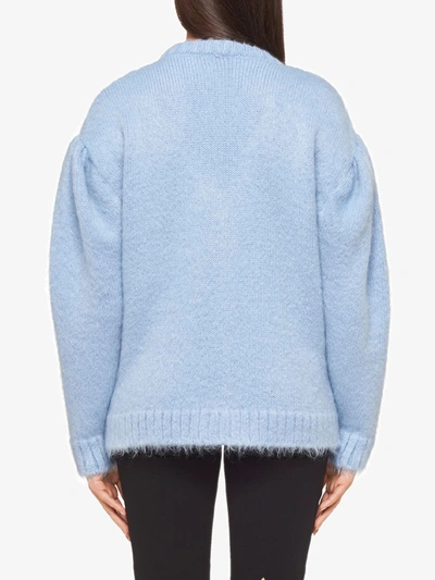 Shop Miu Miu Crystal-embellished Cardigan In Blue