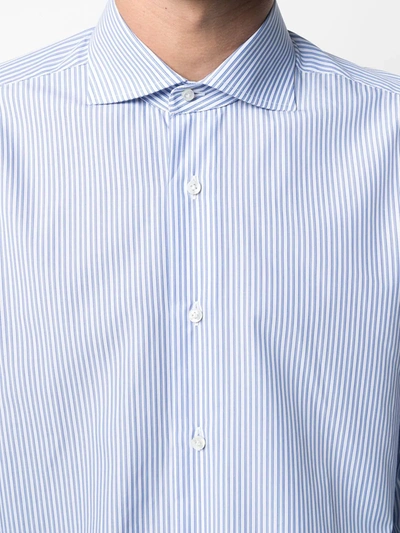 Shop Barba Micro-stripe Cutaway Collar Shirt In Blue