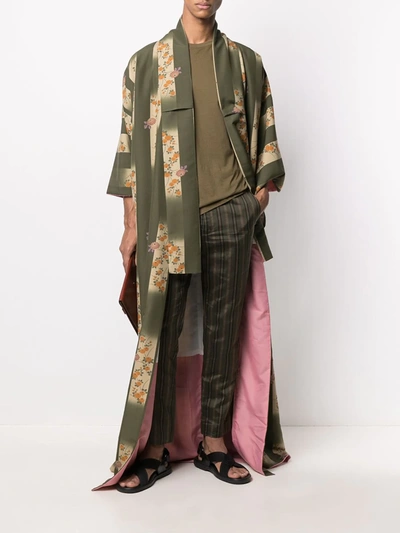 Pre-owned A.n.g.e.l.o. Vintage Cult 1990s Floral Kimono Coat In Green