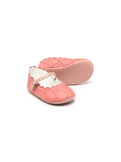 Gucci Babies Logo Embroidered Ballerina Shoes In Pink ModeSens