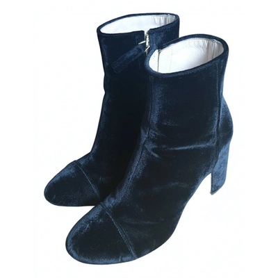 Pre-owned Polly Plume Black Velvet Ankle Boots
