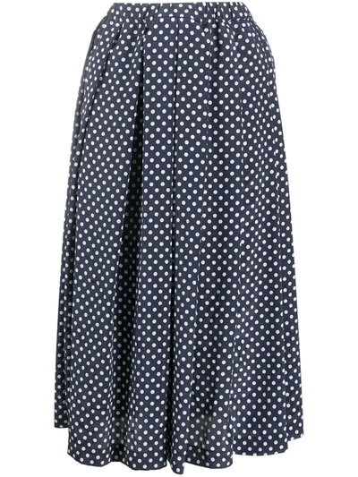 Shop Comme Des Garçons Comme Des Garçons Polka Dot Midi Skirt In Blue