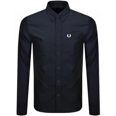 Shop Fred Perry Oxford Long Sleeved Shirt Navy