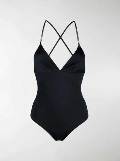 Shop Stella Mccartney Tie-fastening Back Swimsuit In Blue