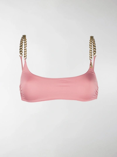 Shop Stella Mccartney Chain-link Trim Bikini Top In Pink