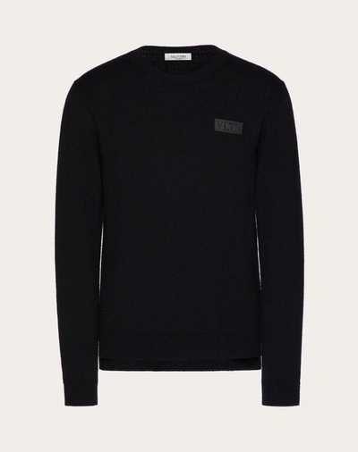 Shop Valentino Uomo Crewneck Sweater With Vltn Tag In Black