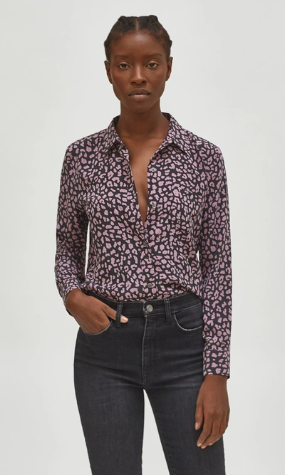 Shop Equipment Leema Silk Shirt With Pocket In True Black Valerian