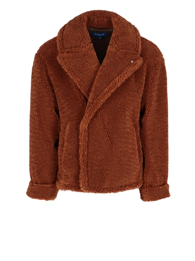 Shop Ader Error Faux Shearling Teddy Coat In Brown